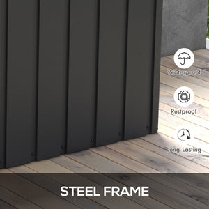 119 Gallon Deck Box, Outdoor Storage Box with Wheels and Handles, Lockable Galvanised Steel Outside Storage Container for Tools, Cushions, Dark Grey