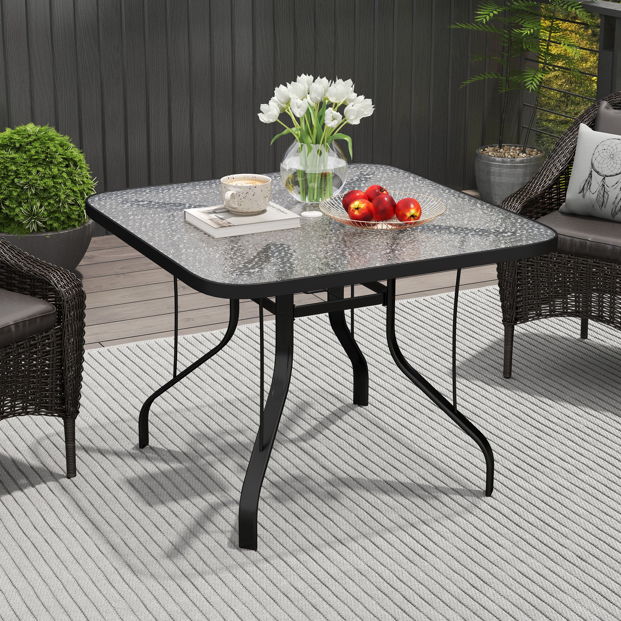 47 glass for patio table with umbrella 47" ROUND TOPS 2" Center Hole adding a touch of elegance to your outdoor decor. SogesHome 47-Inch Tempered Glass Patio