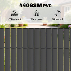 2Pcs Plastic Privacy Screening Fence, 1 m x 5 m Waterproof Windbreak Fence, UV-Resistant Garden Screening for Balcony, Terrace and Outdoor Use, Dark Grey