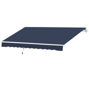 Outsunny 10' x 8' Retractable Awning, Patio Awnings, Sunshade Shelter w/ Manual Crank Handle, UV & Water-Resistant Fabric and Aluminum Frame for Deck, Balcony, Yard, Blue