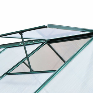 6' x 8' x 6.6' Polycarbonate Greenhouse, Walk-In Green House Kit Garden, Plants Grow, Galvanized Sheet Aluminum Frame with Rain Gutter, Vent and Sliding Door, Green