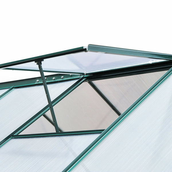 6' x 8' x 6.6' Polycarbonate Greenhouse, Walk-In Green House Kit Garden, Plants Grow, Galvanized Sheet Aluminum Frame with Rain Gutter, Vent and Sliding Door, Green