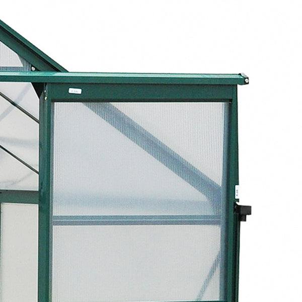 Outsunny 6' x 8' Greenhouse for Outdoors, Polycarbonate Greenhouse with Rain Gutter and Roof Vent, Aluminum Walk-in Green Houses for Outside for Patio Backyard Garden, Dark Green