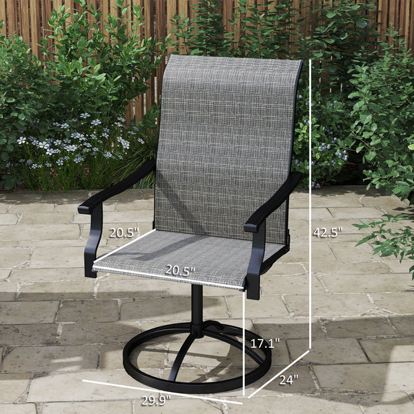 Outdoor Patio Swivel Chairs Set of 2, High Back Patio Dining Chairs with All-Weather Mesh Fabric and Metal Frame for Backyard, Lawn, Porch or Garden, Gray