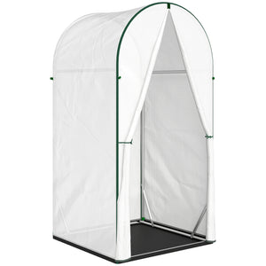 Mini Greenhouse, Portable Green House with Roll-Up Door, PE Base, Small Greenhouse for Garden Patio, 100 x 100 x 195 cm, White