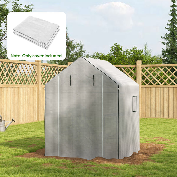 Outsunny Walk-in Greenhouse Replacement Cover for Model 01-0472 with Roll-up Door and Mesh Windows, 55"x56.25"x74.75" Reinforced Anti-Tear PE Hot House Cover (Frame Not Included), White