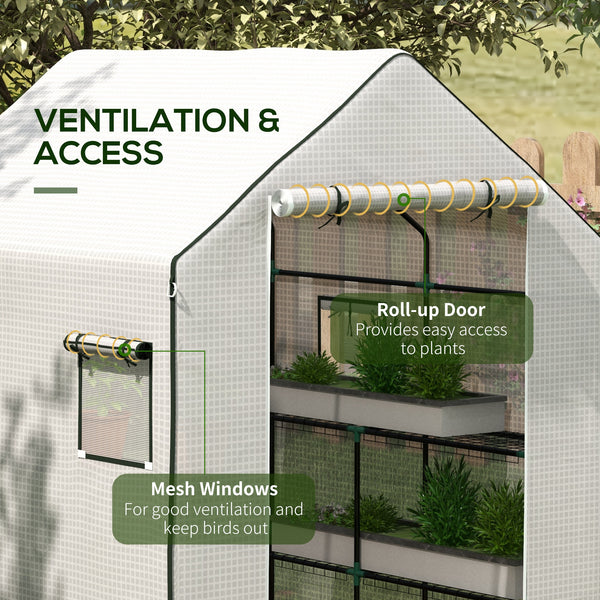 Outsunny Walk-in Greenhouse Replacement Cover for Model 01-0472 with Roll-up Door and Mesh Windows, 55"x56.25"x74.75" Reinforced Anti-Tear PE Hot House Cover (Frame Not Included), White