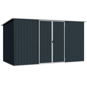 Outsunny 11' x 6' Outdoor Storage Shed, Galvanized Metal Utility Garden Tool House, Lockable Door for Backyard, Bike, Patio, Garage, Lawn, Cold Gray