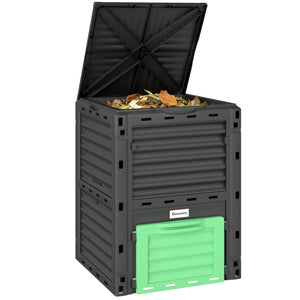 Garden Compost Bin 80 Gallon Outdoor Large Capacity Composter Fast Create Fertile Soil Aerating Box, Easy Assembly, Green