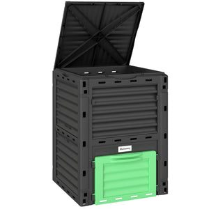 Garden Compost Bin 80 Gallon Outdoor Large Capacity Composter Fast Create Fertile Soil Aerating Box, Easy Assembly, Green