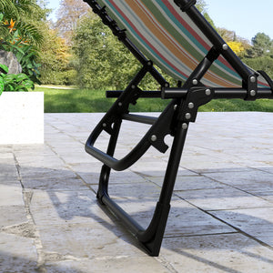 Folding Chaise Lounge Chair Set of 2, Patio Sun Tanning Chair, Outdoor Chaise Lounger with 4-Position Reclining Back, Breathable Mesh Seat for Beach, Poolside, Rainbow Striped