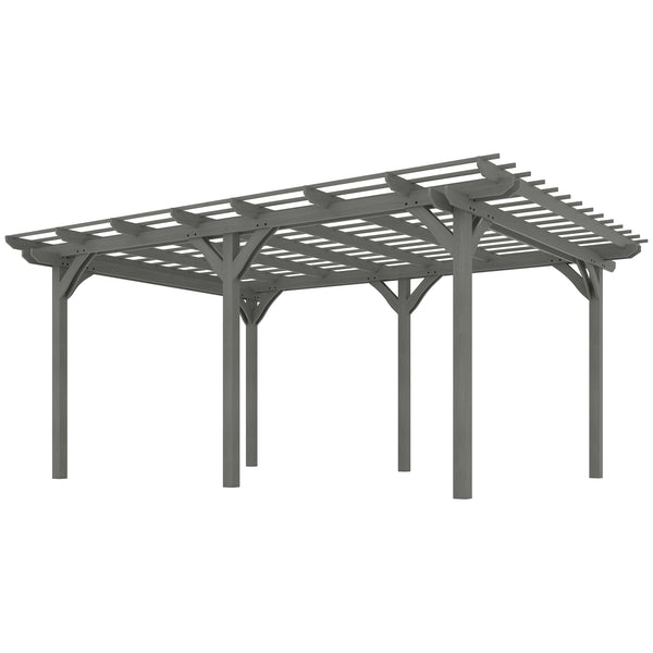 Outsunny 12' x 16' Outdoor Pergola, Wood Gazebo Grape Trellis with Stable Structure for Climbing Plant Support, Garden, Patio, Backyard, Deck, Gray