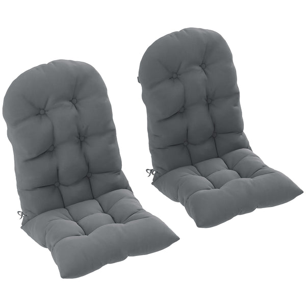 Adirondack Chair Cushions Set of 2, Tufted Lawn Chair Cushions, High Back Patio Chair Cushions with Ties, Non-Slip Muskoka Chair Cushions, Grey
