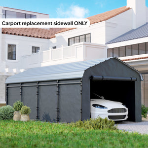 Carport Replacement Sidewall Panels Set of 4 for 10' x 15' Carports, UPF50+ Waterproof PE Tarp Replacement Side Wall Cover with Zipper Door, Top Cover and Frame Not Included, Dark Gray