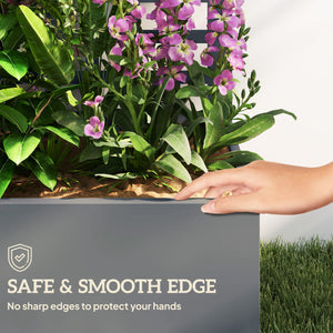 Galvanized Raised Garden Bed with Trellis, 43"x16"x70" Metal Planter Box with Drainage Holes, Outdoor Privacy Screen for Climbing Plant Vegetable Vine, Grey Wood Effect