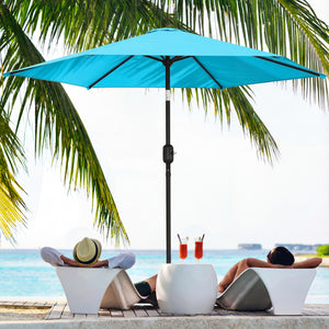 2.6 m Garden Parasol Umbrella with Aluminium Pole, Outdoor Table Market Patio Umbrella Sun Shade with Tilt and Crank, Vent, Blue
