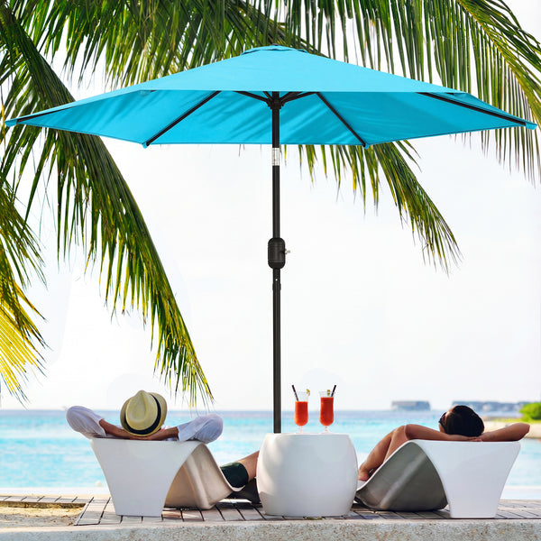 2.6 m Garden Parasol Umbrella with Aluminium Pole, Outdoor Table Market Patio Umbrella Sun Shade with Tilt and Crank, Vent, Blue
