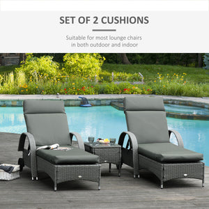 Outdoor Lounge Chair Cushion Set of 2, Non-Slip Chaise Lounge Cushions, Sun Lounger Pads for Indoor Outdoor, 77.2" x 21.7", Dark Grey