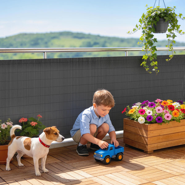 2Pcs Plastic Privacy Screening Fence, 1 m x 5 m Waterproof Windbreak Fence, UV-Resistant Garden Screening for Balcony, Terrace and Outdoor Use, Dark Grey