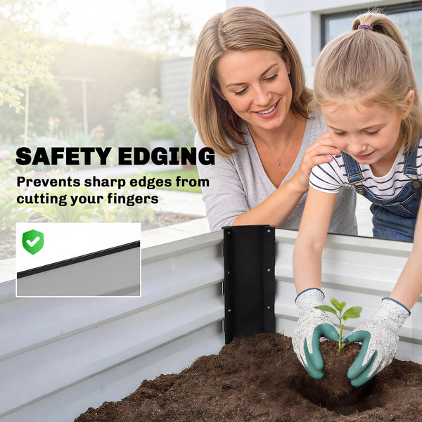 Galvanized Raised Garden Bed, 8 x 2.6 x 1.5ft Rectangular Planter Box, Reinforced Outdoor Raised Bed with Open Bottom for Vegetables, Flowers, Herbs, Black