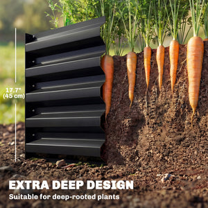 Galvanized Raised Garden Bed, 8 x 2.6 x 1.5ft Rectangular Planter Box, Reinforced Outdoor Raised Bed with Open Bottom for Vegetables, Flowers, Herbs, Black