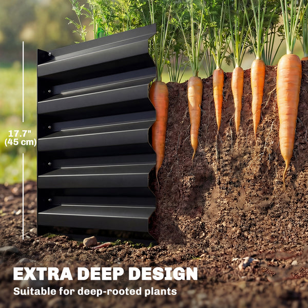 Galvanized Raised Garden Bed, 8 x 2.6 x 1.5ft Rectangular Planter Box, Reinforced Outdoor Raised Bed with Open Bottom for Vegetables, Flowers, Herbs, Black