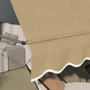 Manual Retractable Awning, 118" Non-Screw Patio Sun Shade Shelter with Support Pole Stand and UV Resistant Fabric, for Window, Door, Porch, Deck, Beige
