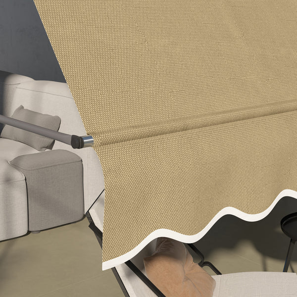 Manual Retractable Awning, 118" Non-Screw Patio Sun Shade Shelter with Support Pole Stand and UV Resistant Fabric, for Window, Door, Porch, Deck, Beige