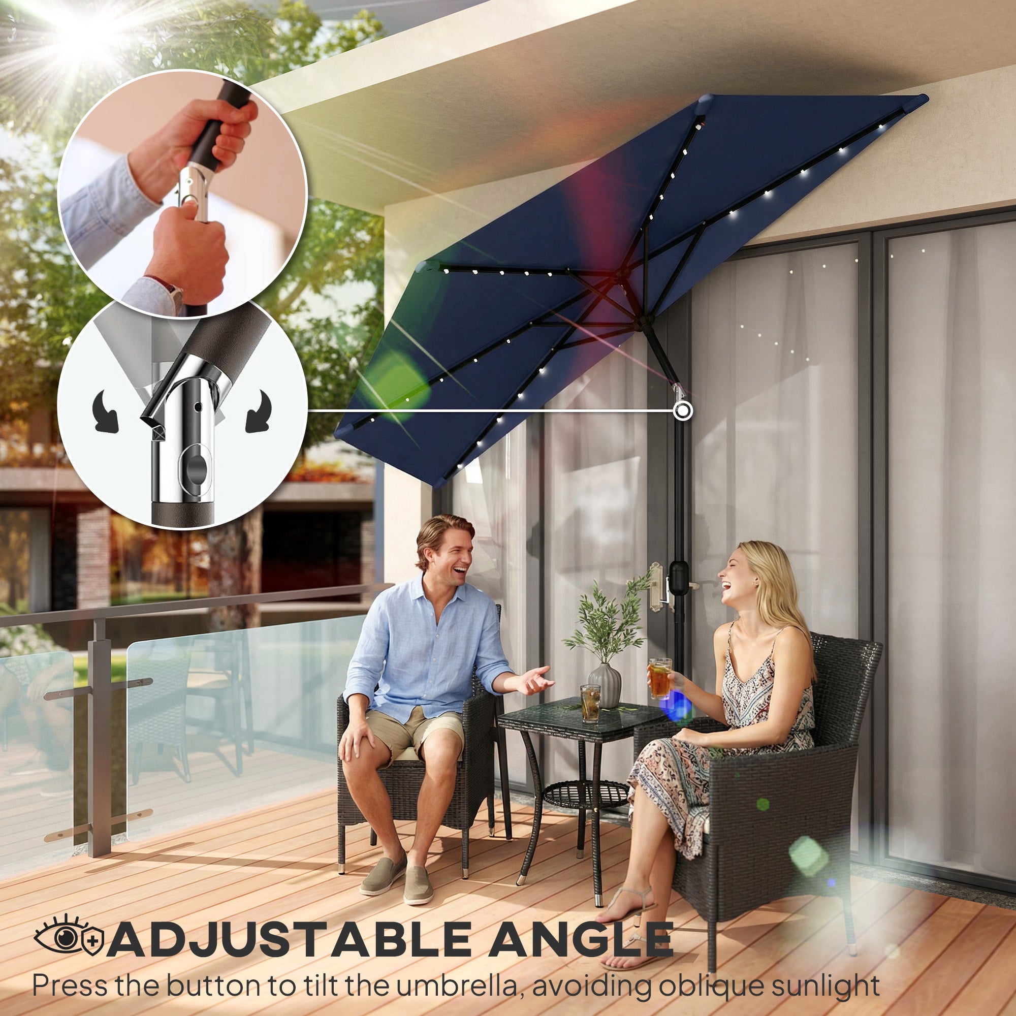 half patio umbrella with solar lights HOMSHADE 9FT LED for Outdoor, Waterproof Half Umbrella for Small Spaces, Balcony, Deck(Beige) : Patio, Lawn & Garden Patio umbrella provides expansive 15ft shade HOMSHADE 10FT Solar LED Cantilever