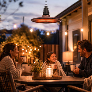 1500W Electric Patio Heater, IP65 Hanging Infrared Outdoor Heater with Carbon Fiber Tube, LED Screen, Remote Control for Garage, Patios, Gazebo, Balcony, Brown