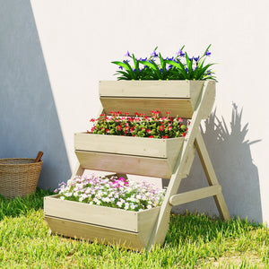 3 Tier Raised Garden Bed, 26" x 30" x 30" Vertical Wooden Elevated Planter Box Kit for Flowers, Vegetables, Herbs, Light Green