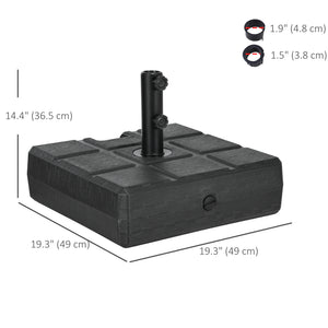 88 lbs. Fillable Umbrella Base with Steel, Umbrella Holder for 1.5" or 1.9" Umbrella Poles, Square & Reversible Heavy Duty Market Umbrella Stand, Black