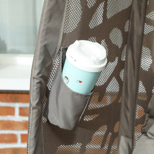 Swivel Egg Chair with Cushions, Foldable Basket Seat and Metal Frame, Indoor Outdoor Lounge Chair for Balcony, Poolside, Patio and Living Room, Sand Brown