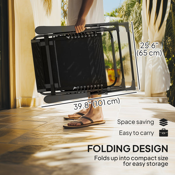 Zero Gravity Chair, Folding Outdoor Lounge Chair, 5-Position Adjustable Patio Lounger Recliner with Padded Removable Headrest for Lawn, Beach, Poolside, Black