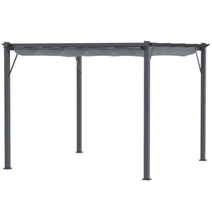 Outsunny 10' x 10' Aluminum Patio Pergola with Retractable Pergola Canopy, Backyard Shade Shelter for Porch, Outdoor Party, Garden, Grill Gazebo, Dark Gray