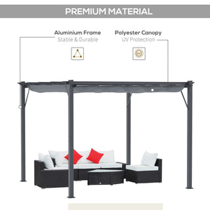 Outsunny 10' x 10' Aluminum Patio Pergola with Retractable Pergola Canopy, Backyard Shade Shelter for Porch, Outdoor Party, Garden, Grill Gazebo, Dark Gray