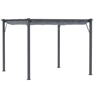 Outsunny 10' x 10' Aluminum Patio Pergola with Retractable Pergola Canopy, Backyard Shade Shelter for Porch, Outdoor Party, Garden, Grill Gazebo, Dark Gray