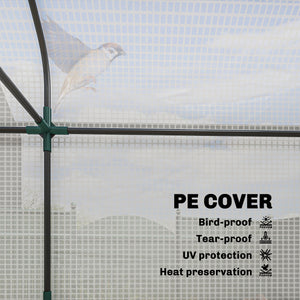 3 Tier Mini Greenhouse, 56.3" x 18.1" x 65" Small Portable Greenhouse with 2 Roll-up Doors, Garden Plant Growhouse with PE Cover for Indoor Outdoor, White