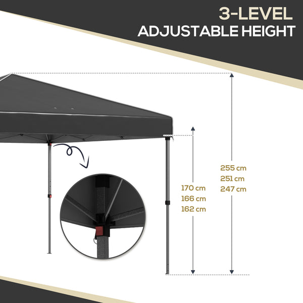 Outsunny 9.7' x 9.7' Pop Up Canopy with Sidewalls, Portable Canopy Tent with 2 Mesh Windows, Reflective Strips, Carry Bag for Events, Outdoor Party, Vendor Canopy, Black