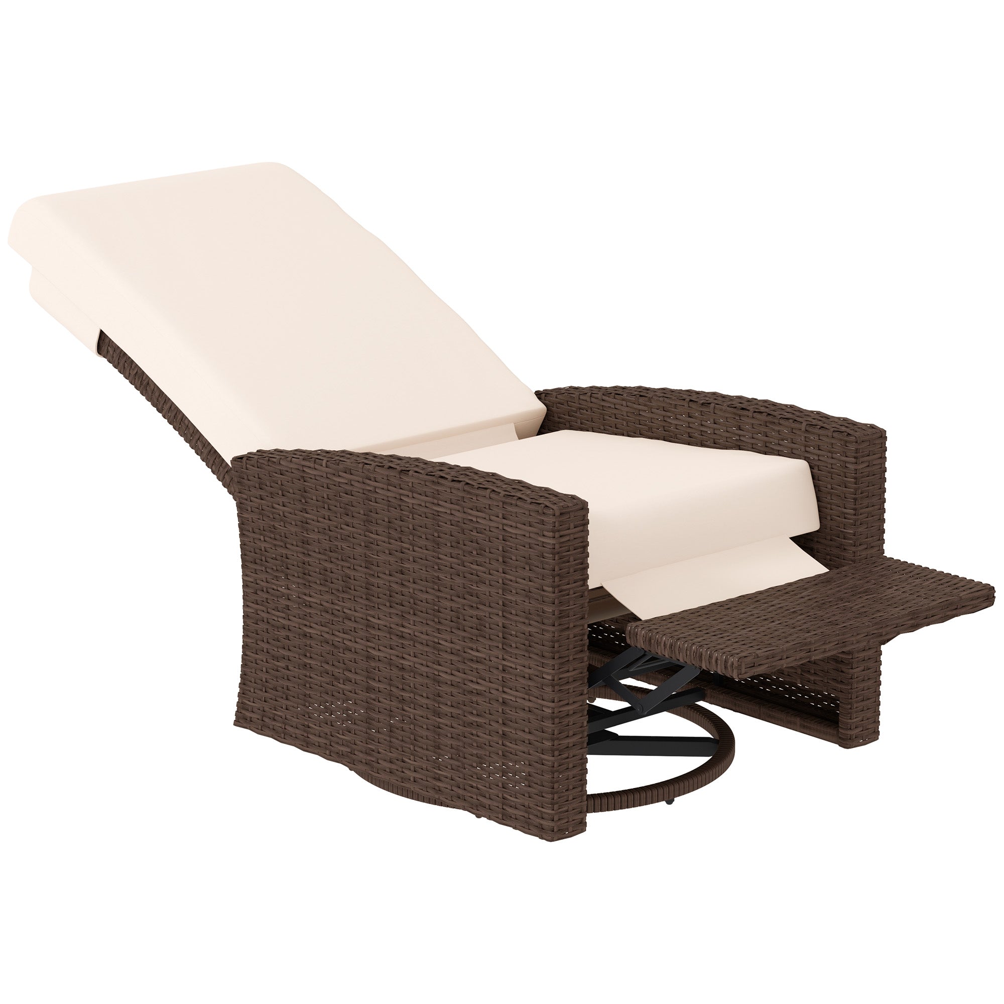 Outsunny Wicker Swivel Reclining Garden Chair with Lifting