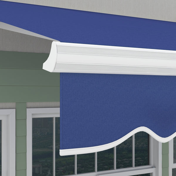 Outsunny 13' x 8' Retractable Awning, Patio Awnings, Sunshade Shelter w/ Manual Crank Handle, UV & Water-Resistant Fabric and Aluminum Frame for Deck, Balcony, Yard, Dark Blue