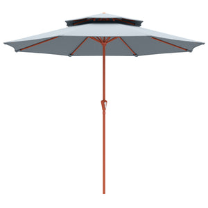 Patio Umbrella with Crank, Double Top Outdoor Market Table Umbrella for Garden, Patio,104'' x 104'', Light Grey