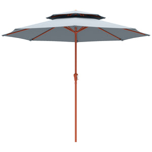 Patio Umbrella with Crank, Double Top Outdoor Market Table Umbrella for Garden, Patio,104'' x 104'', Light Grey