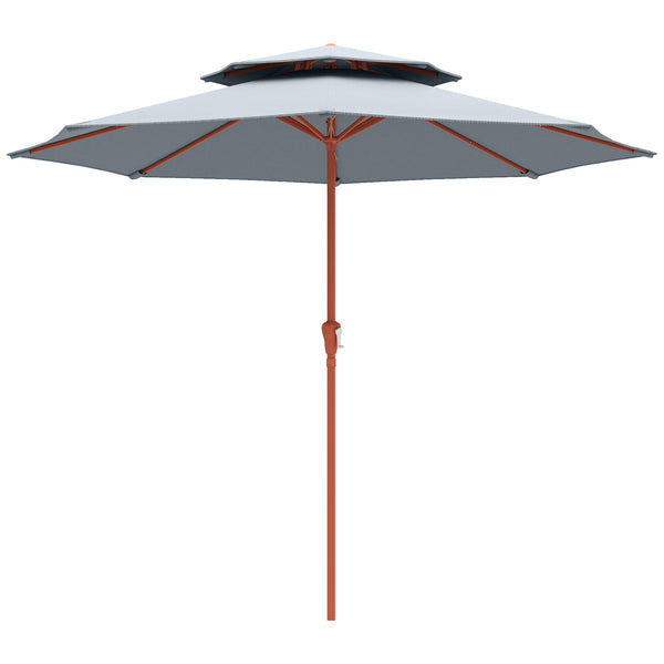 Patio Umbrella with Crank, Double Top Outdoor Market Table Umbrella for Garden, Patio,104'' x 104'', Light Grey