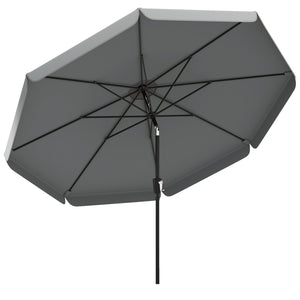 10 ft Patio Umbrella with Push Button Tilt and Crank, Outdoor Market Table Umbrella Parasol with Vent, 8 Ribs for Garden, Deck, Pool, Dark Grey