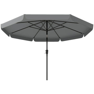 10 ft Patio Umbrella with Push Button Tilt and Crank, Outdoor Market Table Umbrella Parasol with Vent, 8 Ribs for Garden, Deck, Pool, Dark Grey
