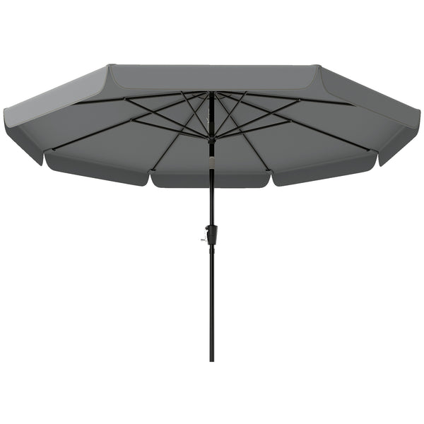 10 ft Patio Umbrella with Push Button Tilt and Crank, Outdoor Market Table Umbrella Parasol with Vent, 8 Ribs for Garden, Deck, Pool, Dark Grey