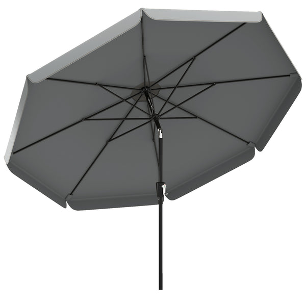 10 ft Patio Umbrella with Push Button Tilt and Crank, Outdoor Market Table Umbrella Parasol with Vent, 8 Ribs for Garden, Deck, Pool, Dark Grey