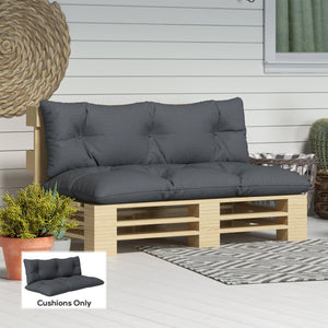 2 Seater 6" Thick Outdoor Seat Cushions with Back Cushion for Pallet, Loveseat Outdoor Furniture Cushions, Fade-Resistant Replacement Patio Cushions, Dark Grey
