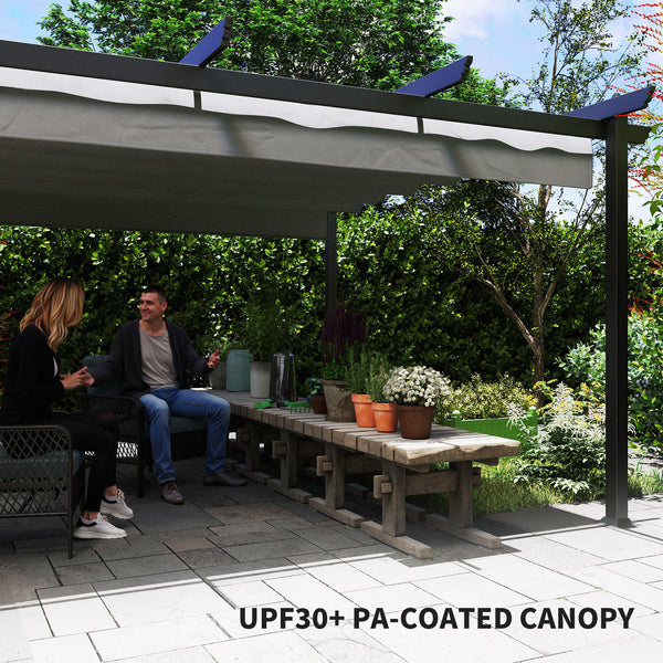 Outsunny 13' x 13' Retractable Pergola Canopy with Stronger Aluminum Frame, Outdoor Pergola Sun Shade Shelter for Garden, Patio, Backyard, Deck, Gray